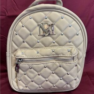 Quilted Beige Mini Backpack with Stud Detail Badgley Mischa NWT
